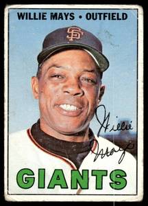 lot 11 image: Willie Mays  1967 Topps #200 San Francisco Giants  Vintage Baseball Card