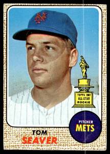 lot 13 image: Tom Seaver 2nd Yea Rookie Cup  1968 Topps #45 New York Mets  Vintage Baseball Card