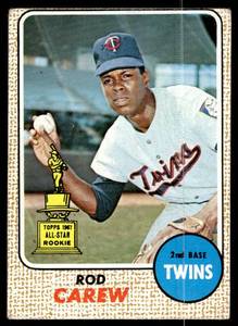 lot 14 image: Rod Carew 2nd Year Rookie Cup  1968 Topps #80 Minnesota Twins  Vintage Baseball Card