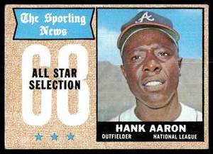 lot 32 image: Hank Aaron  1968 Topps #370 Atlanta Braves  Vintage Baseball Card