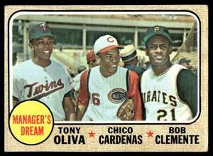 lot 33 image: Tony OlivaChico CardenasBob Clemente  1968 Topps #480   Vintage Baseball Card