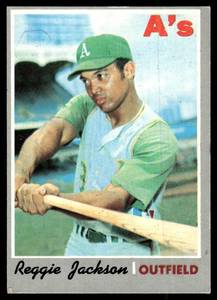 lot 34 image: Reggie Jackson 2nd Year  1970 Topps #140 Oakland Athletics  Vintage Baseball Card