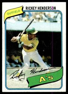 lot 18 image: Rickey Henderson RC 1980 Topps #482 Oakland Athletics Rookie Vintage Baseball Card