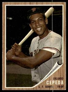 lot 35 image: Orlando Cepeda  1962 Topps #40 San Francisco Giants  Vintage Baseball Card