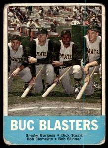 lot 47 image: Roberto Clemente  1963 Topps #18 Buc Blasters  Vintage Baseball Card