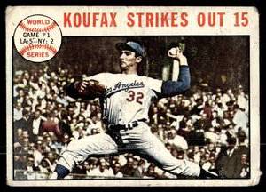 lot 56 image: Sandy Koufax - World Series Game 1  1964 Topps #136   Vintage Baseball Card