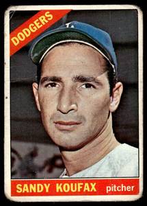 lot 66 image: Sandy Koufax  1966 Topps #100 Los Angeles Dodgers  Vintage Baseball Card