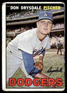 lot 69 image: Don Drysdale  1967 Topps #55 Los Angeles Dodgers  Vintage Baseball Card