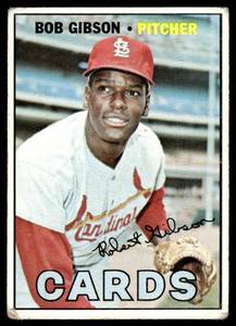 lot 73 image: Bob Gibson  1967 Topps #210 St. Louis Cardinals  Vintage Baseball Card