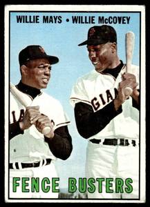 lot 80 image: Willie MaysWillie McCovey  1967 Topps #423 San Francisco Giants  Vintage Baseball Card