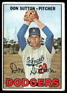 lot 81 image: Don Sutton  1967 Topps #445 Los Angeles Brooklyn Dodgers  Vintage Baseball Card