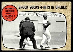 lot 94 image: Lou Brock WS HR  1968 Topps #151 St. Louis CardinalsBoston Red Sox  Vintage Baseball Card