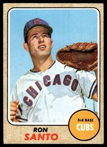 lot 97 image: Ron Santo  1968 Topps #235 Chicago Cubs  Vintage Baseball Card