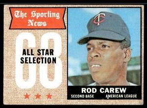 lot 102 image: Rod Carew  1968 Topps #363 Minnesota Twins  Vintage Baseball Card