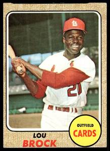 lot 107 image: Lou Brock  1968 Topps #520 St. Louis Cardinals  Vintage Baseball Card