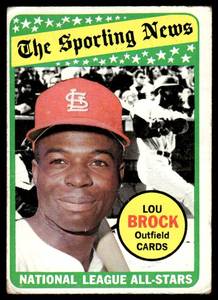 lot 115 image: Lou Brock  1969 Topps #428 St. Louis Cardinals  Vintage Baseball Card