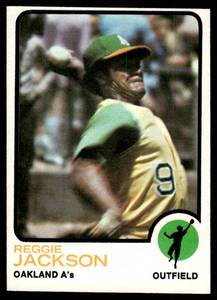 lot 126 image: Reggie Jackson  1973 Topps #255 Oakland Athletics  Vintage Baseball Card