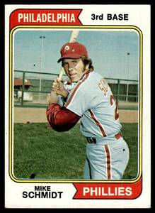 lot 137 image: Mike Schmidt 2nd Year  1974 Topps #283 Philadelphia Phillies  Vintage Baseball Card