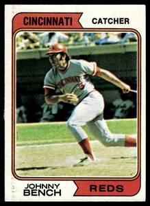 lot 142 image: Johnny Bench  1974 Topps #10 Cincinnati Reds  Vintage Baseball Card