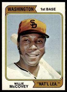 lot 143 image: Willie McCovey  1974 Topps #250 San Diego Padres  Vintage Baseball Card