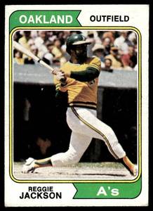 lot 146 image: Reggie Jackson  1974 Topps #130 Oakland Athletics  Vintage Baseball Card