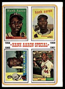 lot 148 image: Hank Aaron Special 1958-1961  1974 Topps #3 Milwaukee Braves  Vintage Baseball Card