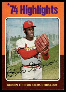 lot 156 image: Bob Gibson  1975 Topps #3 St. Louis Cardinals  Vintage Baseball Card