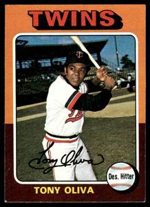 lot 159 image: Tony Oliva  1975 Topps #325 Minnesota Twins  Vintage Baseball Card