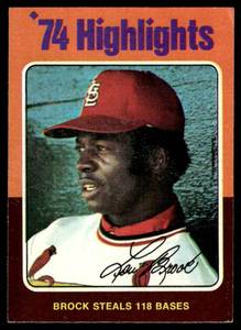lot 161 image: Lou Brock  1975 Topps #2 St. Louis Cardinals  Vintage Baseball Card