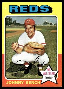 lot 163 image: Johnny Bench  1975 Topps #260 Cincinnati Reds  Vintage Baseball Card