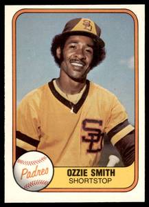 lot 178 image: Ozzie Smith 2nd Year  1981 Fleer #488 San Diego Padres  Vintage Baseball Card