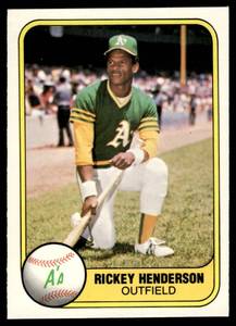 lot 182 image: Rickey Henderson 2nd Year  1981 Fleer #574 Oakland Athletics  Vintage Baseball Card
