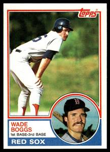 lot 193 image: Wade Boggs RC 1983 Topps #498 Boston Red Sox Rookie Vintage Baseball Card