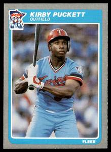 lot 195 image: Kirby Puckett RC 1985 Fleer #286 Minnesota Twins Rookie Vintage Baseball Card