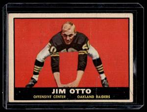 lot 13A image: Jim Otto RC 1961 Topps #182 Oakland Raiders Rookie
