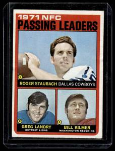 lot 49A image: Roger Staubach Rookie Year  1972 Topps #4 NFC Passing Leaders