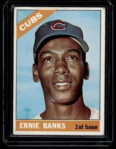 lot 107A image: Ernie Banks 1966 Topps #110 Vintage Baseball Card