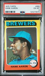 lot 22 image: Hank Aaron 1975 Topps #660 PSA 6 EX-MT Vintage Baseball Card