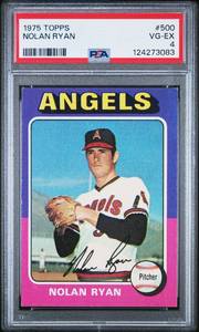 lot 23 image: Nolan Ryan 1975 Topps #500 PSA 4 Vintage Baseball Card
