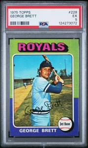 lot 7 image: George Brett RC 1975 Topps #228 PSA 5 EX Rookie Vintage Baseball Card