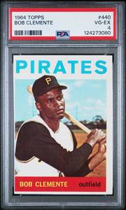 lot 6 image: Roberto Clemente 1964 Topps #440 PSA 4 Vintage Baseball Card