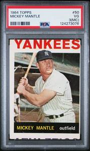 lot 4 image: Mickey Mantle 1964 Topps #50 PSA 3 (MC) Vintage New York Yankees Baseball Card