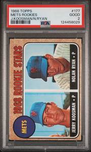 lot 1 image: Nolan Ryan RC 1968 Topps #177 PSA  2 Jerry Koosman New York Mets Rookie Stars Iconic Vintage Rookie Baseball Card