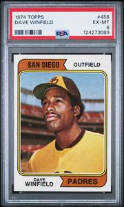 lot 9 image: Dave Winfield RC 1974 Topps #456 PSA 6 EX-MT Rookie Vintage Baseball Card