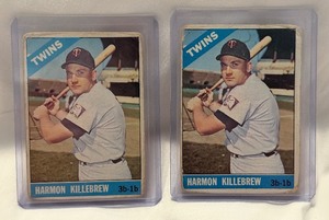 lot 105A image: (2) 1966 Topps Harmon Killebrew #150 Vintage Baseball Card Minnesota Twins