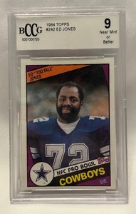 lot 132A image: Ed Too Tall Jones BCCG Graded 9 mint 1984 Topps Football Card