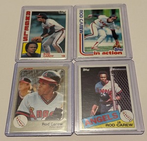 lot 136A image: Rod Carew 4 Card 1980s Baseball Card Lot