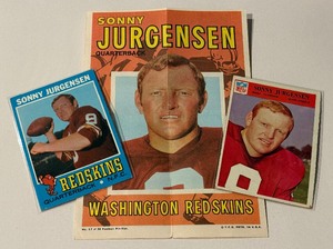 lot 144A image: Sonny Jurgensen 3 Card Vintage Football Lot