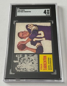 lot 3A image: Fran Tarkenton RC SGC 4 1962 Topps #90 Rookie Vintage Minnesota Vikings Football Card