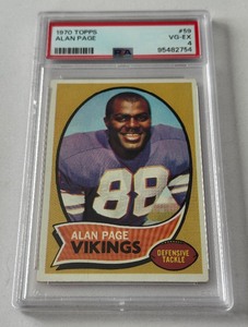 lot 4A image: Alan Page RC PSA 4 1970 Topps #59 Rookie Vintage Minnesota Vikings Football Card